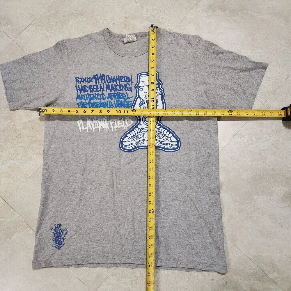 VTG‎ Y2K 2000s Champion Mens XL X-Large Rap Tee Streetwear Gray Graphic T Shirt - Picture 8 of 9
